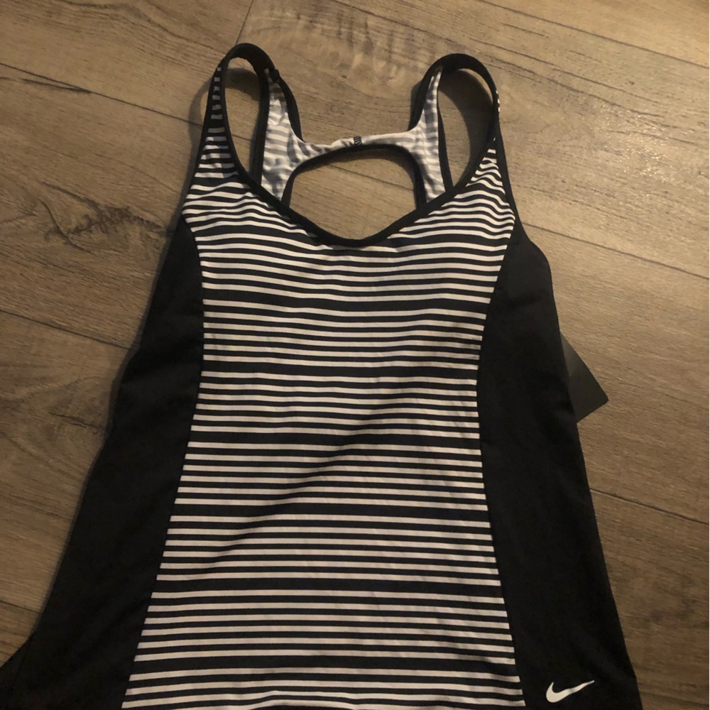 Nike Black and White Striped Tank Top